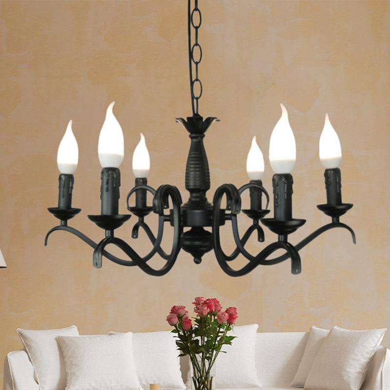 3/5 Heads Flameless Candle Chandelier Vintage Black Lamp - Rebooters