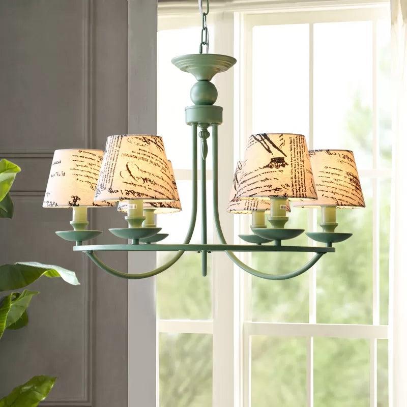 Tapered Shade Pendant Light Nordic Stylish Metal Hanging Light in Green for Kindergarten - Rebooters