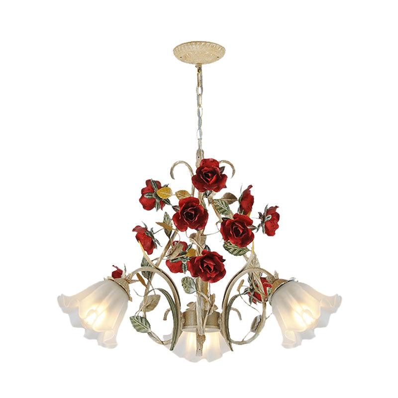 Beige 3/6/8 Lights Hanging Chandelier Metal Flower Pendant - Rebooters