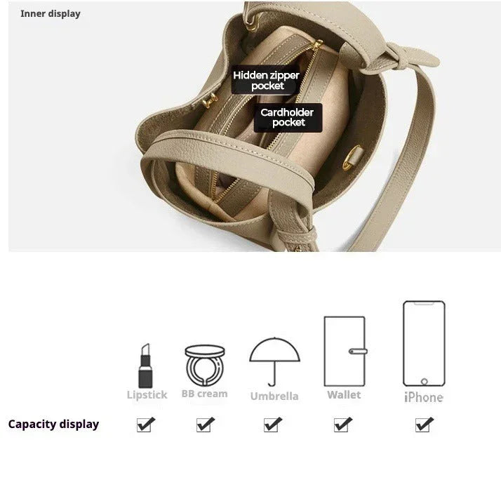 Beige crossbody bag with hidden zipper and cardholder pockets, fits lipstick, wallet, iPhone, umbrella.