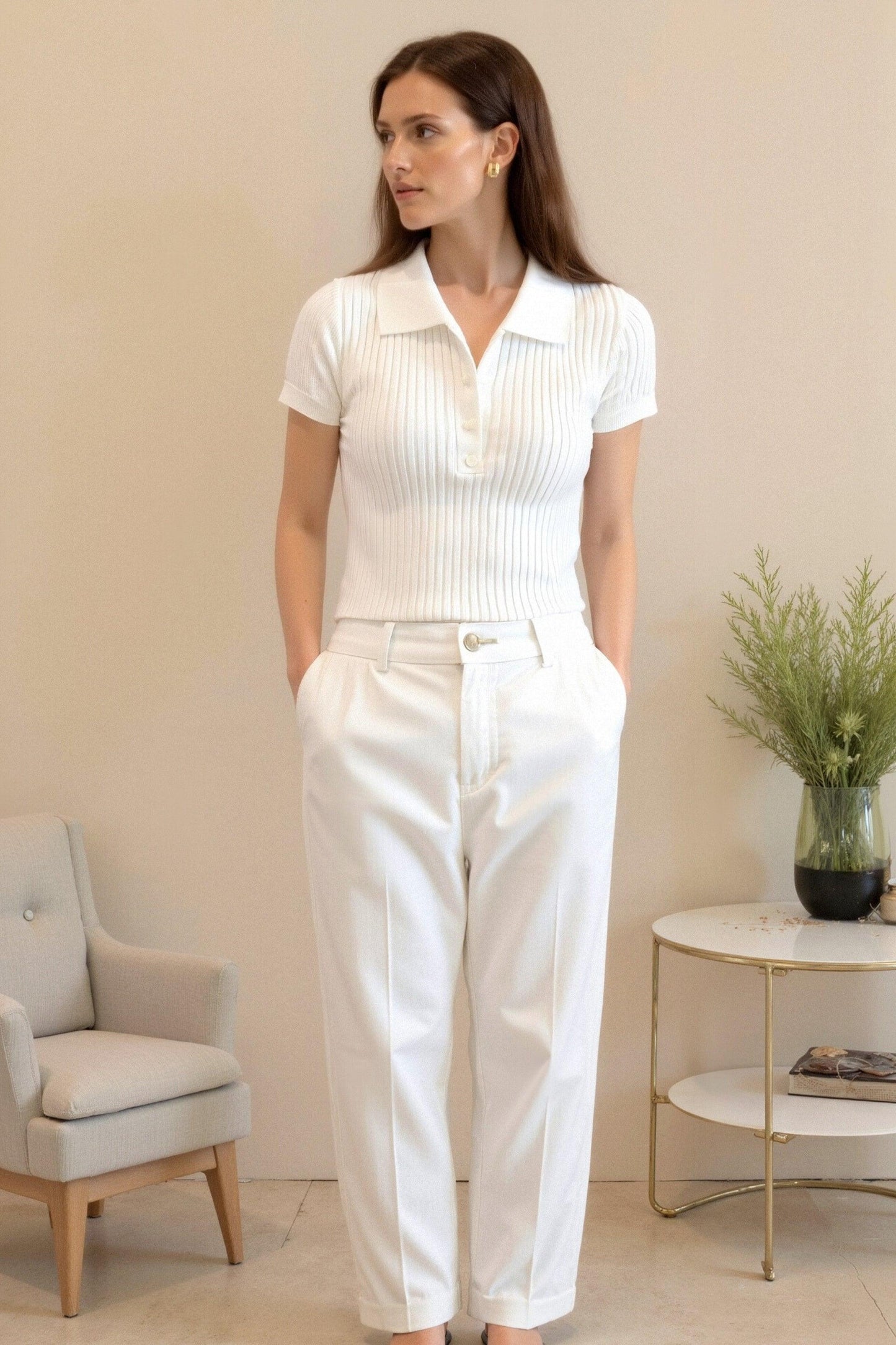 Women's Ribbed Knit Short Sleeve Polo Shirt for Stylish Comfort Rebooters Womens Shirts