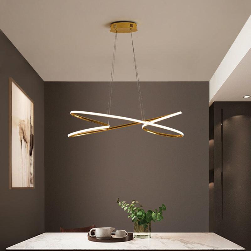 31.5"/39" Wide Twist Acrylic Chandelier Lighting Modernist Led Chrome Gold Pendant Light - Rebooters