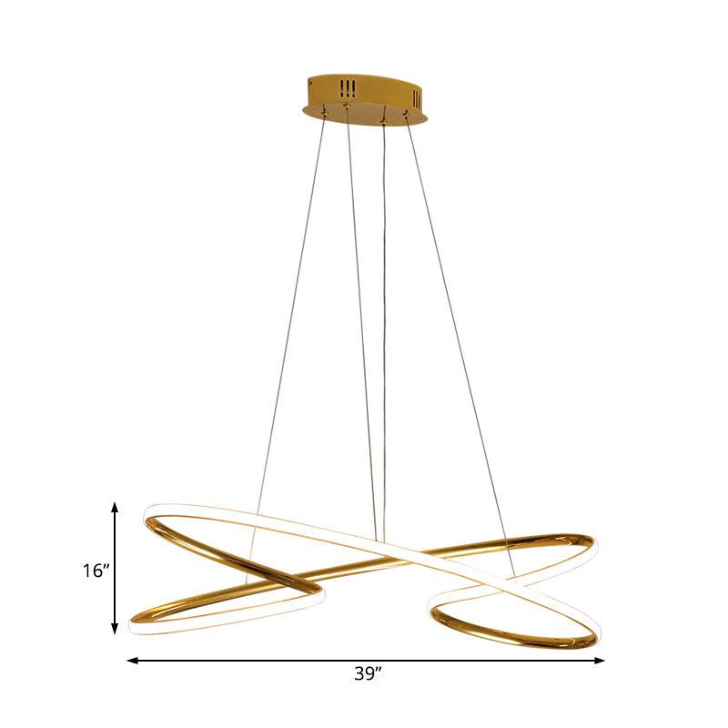31.5"/39" Wide Twist Acrylic Chandelier Lighting Modernist Led Chrome Gold Pendant Light - Rebooters