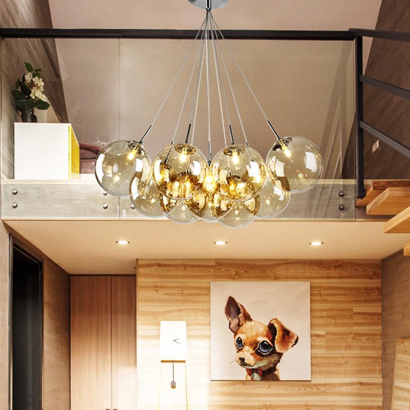 10 Lights Living Room Multi Light Pendant Modern Chrome LED Ceiling Lamp - Rebooters