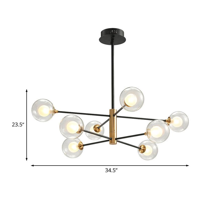 Ball Living Room Hanging Lighting Clear Glass 8-Light Modern Pendant Chandelier - Rebooters