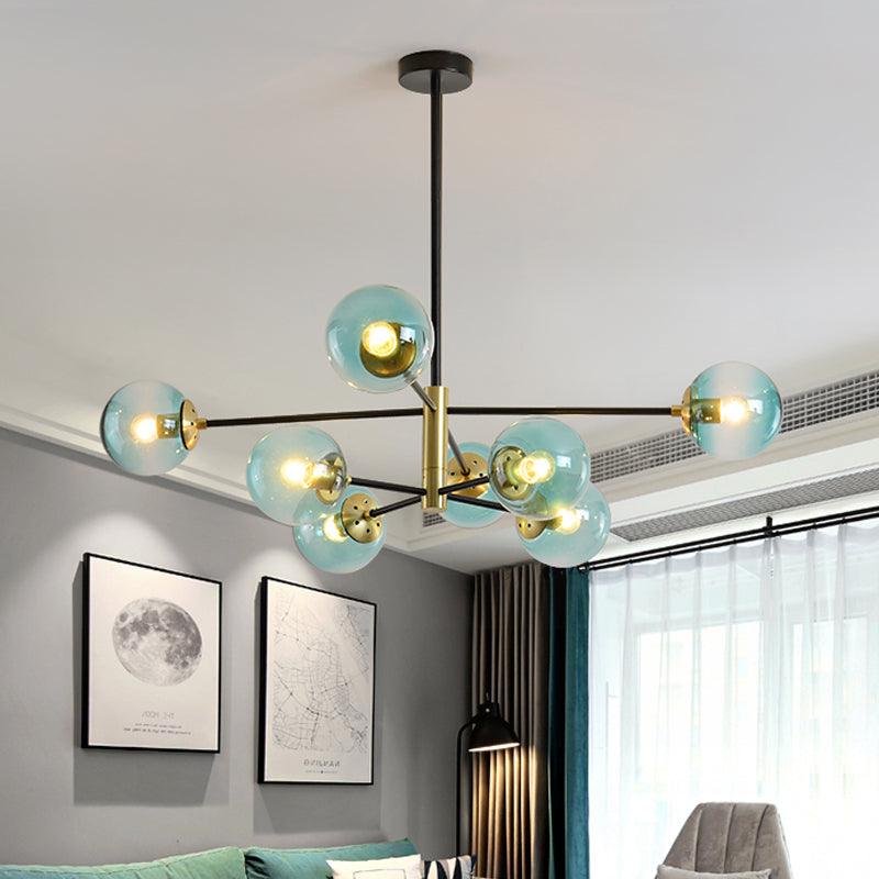 8-Light Living Room Pendant Chandelier Brass Light Fixture - Rebooters