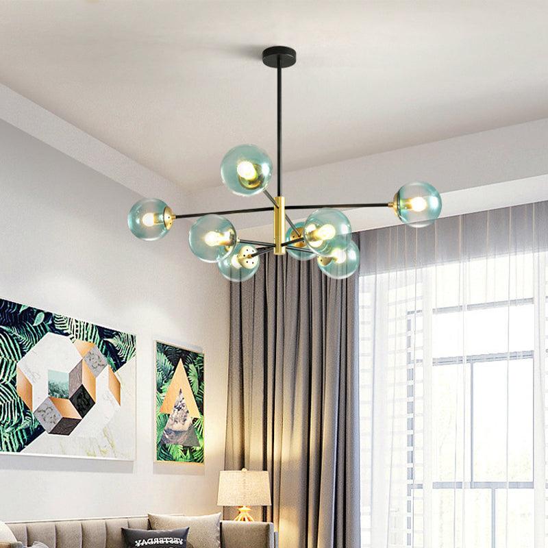 8-Light Living Room Pendant Chandelier Brass Light Fixture - Rebooters