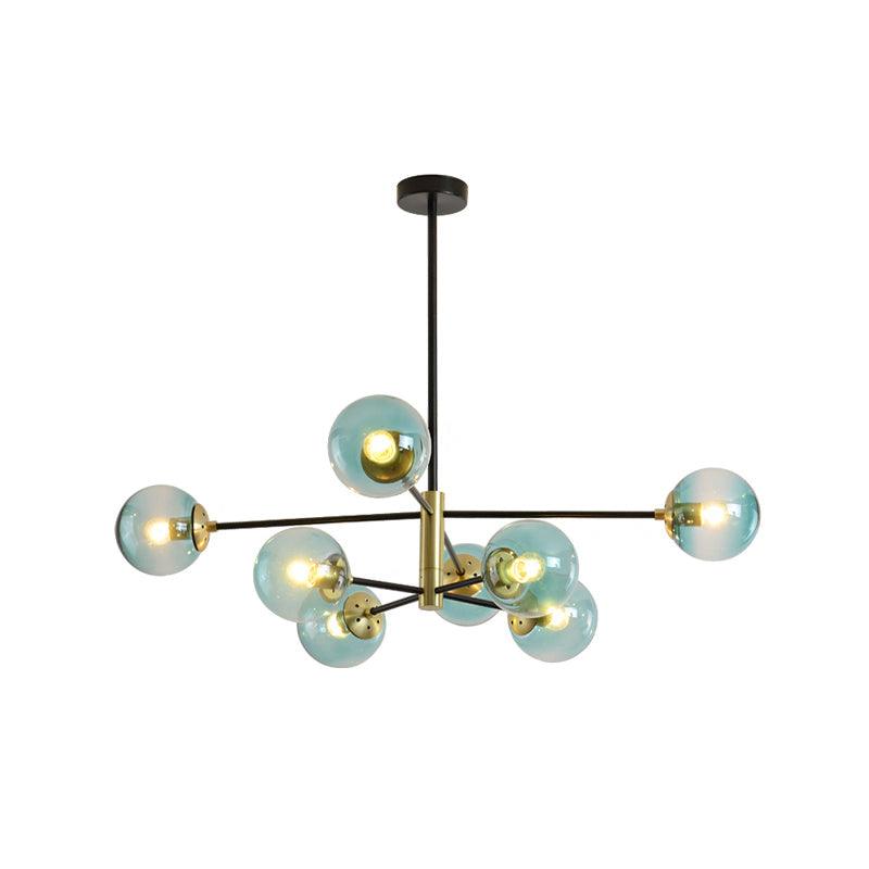 8-Light Living Room Pendant Chandelier Brass Light Fixture - Rebooters