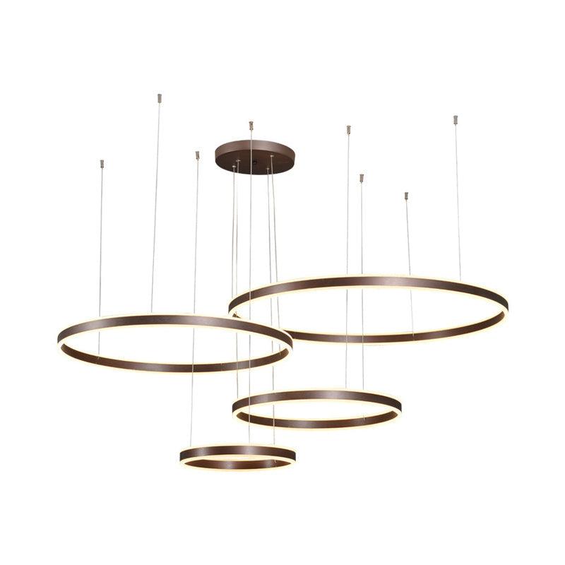 3/4-Light Circular LED Chandelier Contemporary Coffee Acrylic Pendant Lighting - Rebooters
