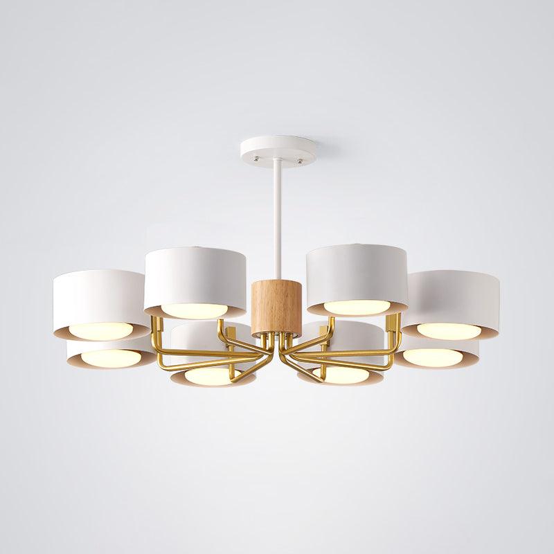 8 Heads Living Room Chandelier Modernist Grey Green White Finish - Rebooters