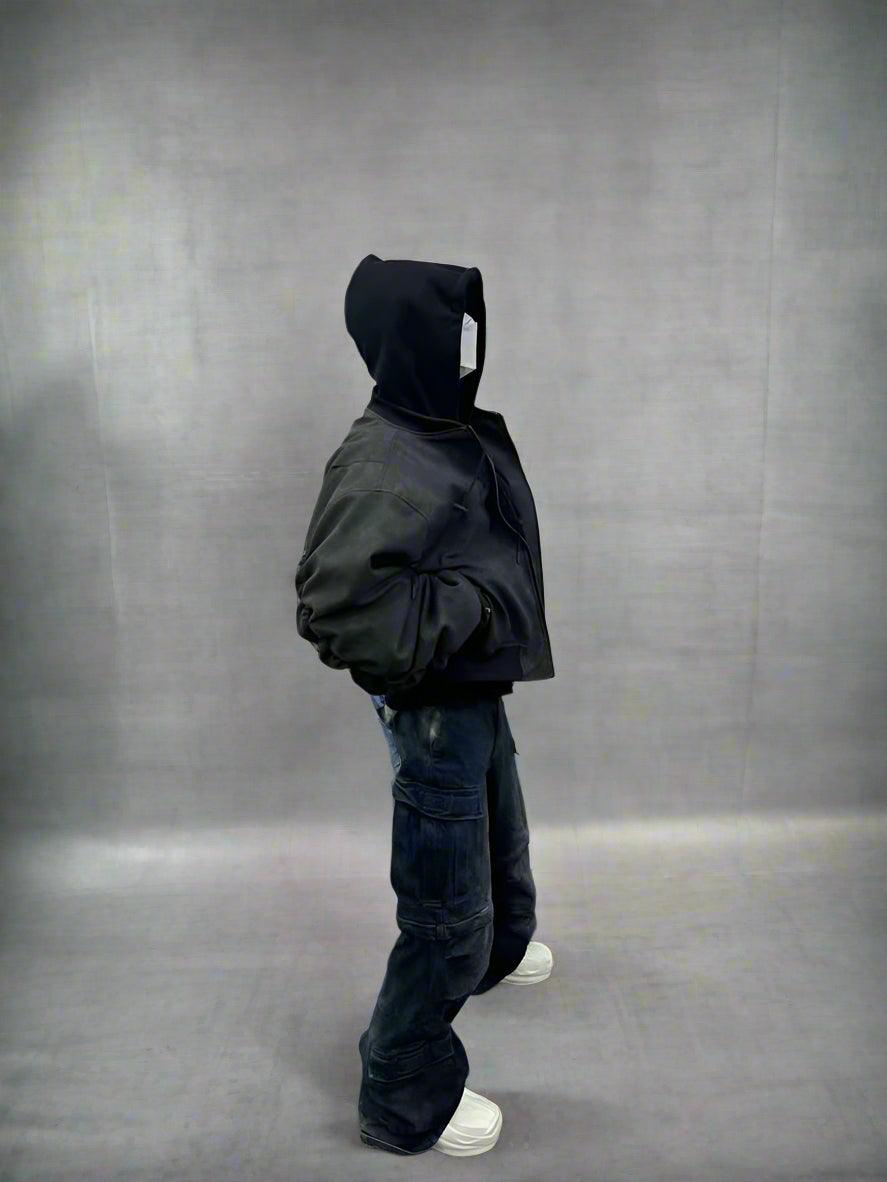 Men's Gothic Two Piece Jacket Faux Leather Oversize Hoodie - Rebooters Mens Leather Jackets