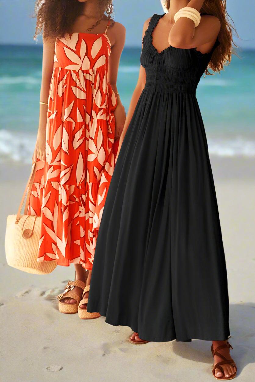 Matilda Sleeveless Maxi Dress with Flattering Ruched Detailing - Rebooters -Women's Dresses