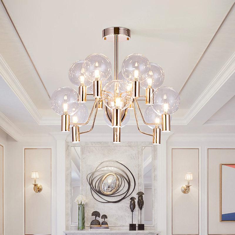 12 Bulbs Living Room Chandelier Minimalist Gold Pendant Light - Rebooters