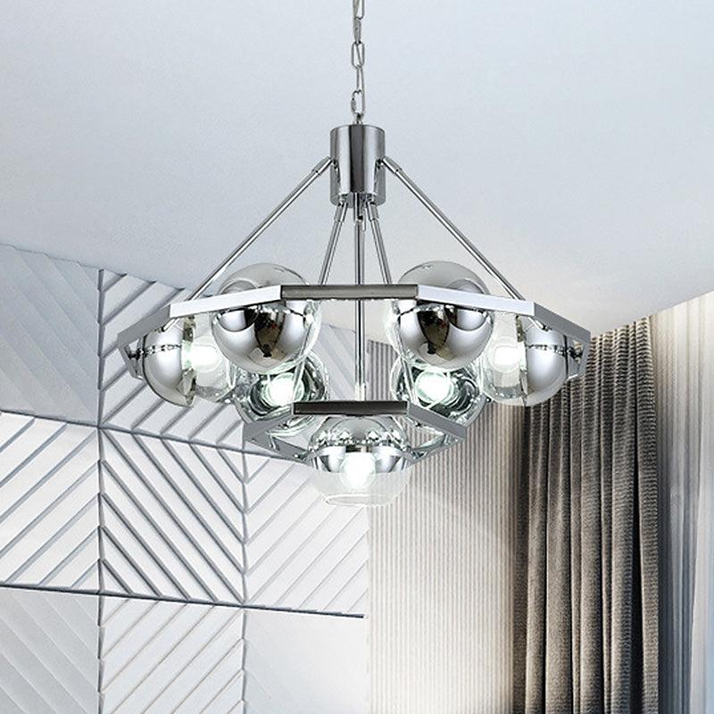 7 Bulbs Living Room Hanging Light Modern Silver Ceiling Chandelier - Rebooters