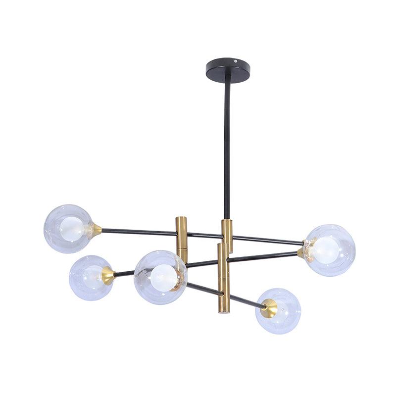 6 Heads Bedroom Linear Chandelier Brass Pendant Lamp - Rebooters