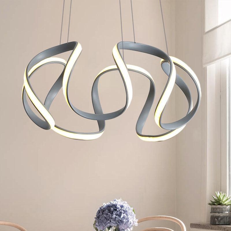 3/5/6 Lights Dining Room Chandelier with Wave Acrylic Shade - Rebooters