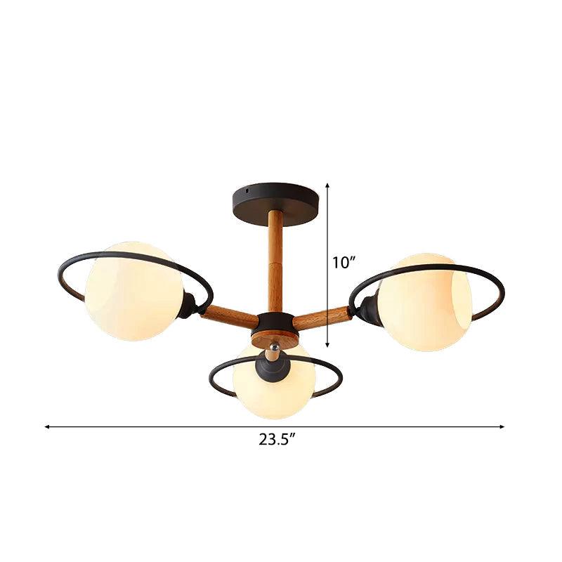 Milk Glass Spherical Shade Chandelier Kitchen 3 Lights - Rebooters