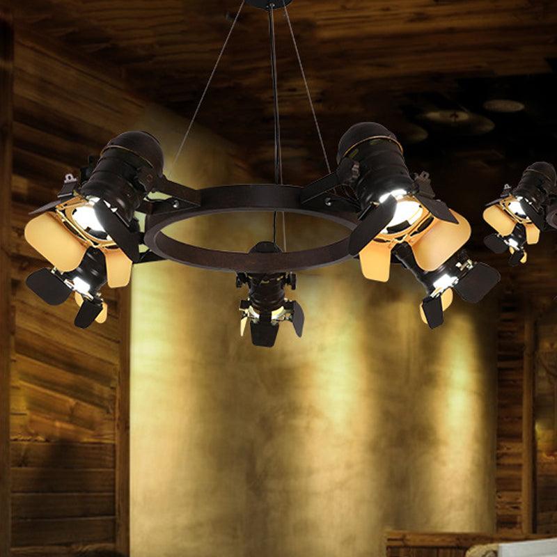 5 Lights Pendant Chandelier Art Deco Camera Metallic Lamp - Rebooters