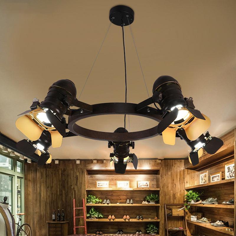 5 Lights Pendant Chandelier Art Deco Camera Metallic Lamp - Rebooters