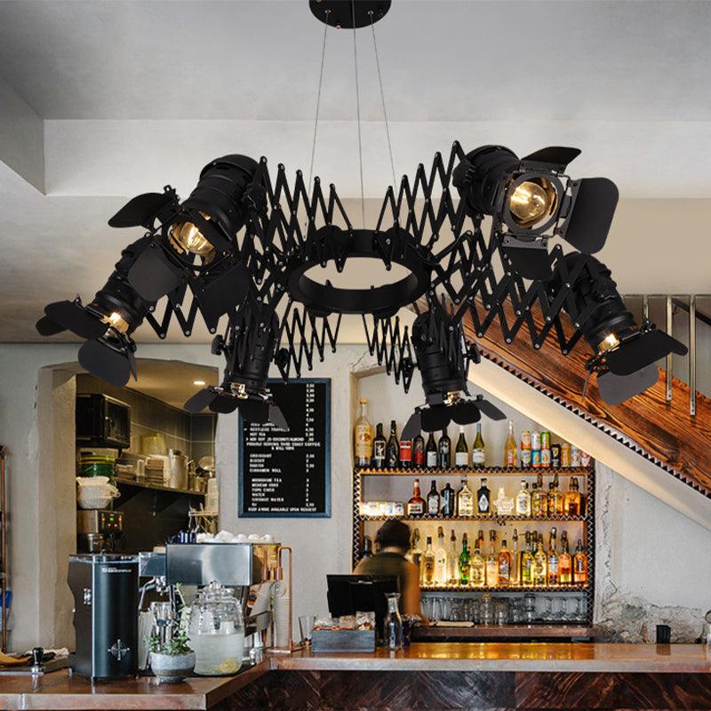 Black 5 Heads Spotlight Art Deco Iron Camera Chandelier - Rebooters