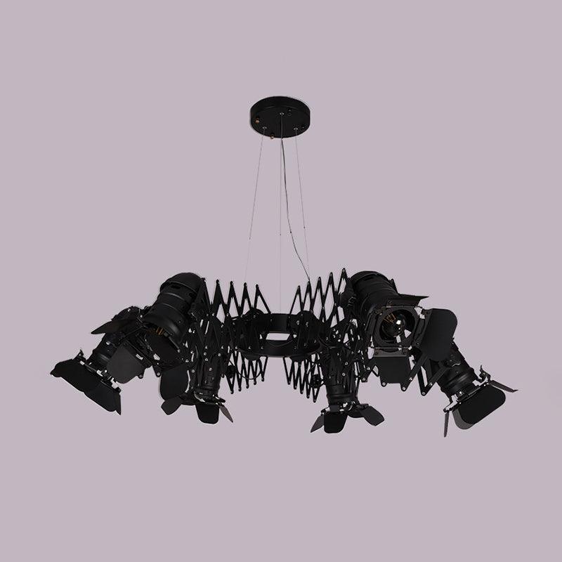 Black 5 Heads Spotlight Art Deco Iron Camera Chandelier - Rebooters