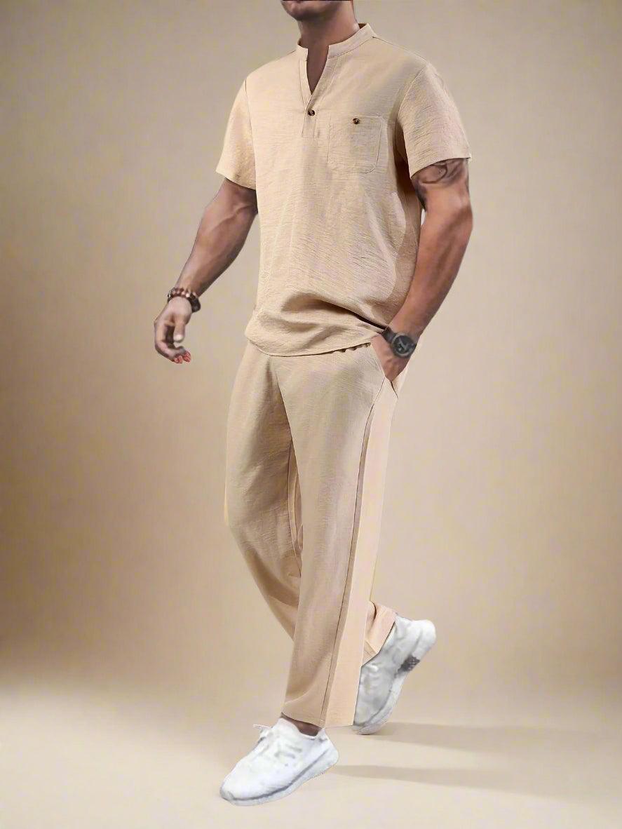 Comfortable Solid Color Casual Men Set for Summer Rebooters - mens 2 piece set