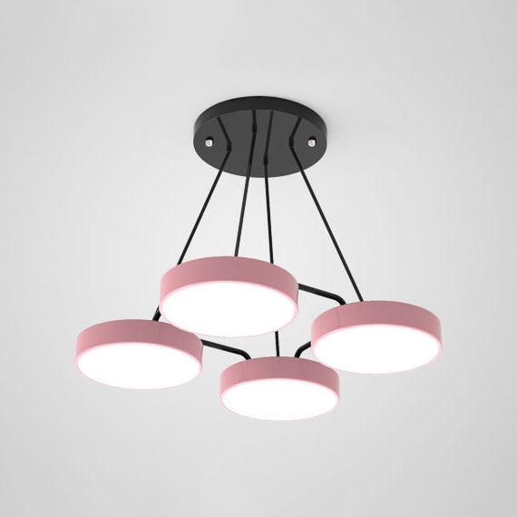 Acrylic Round Shade Chandelier Macaron Stylish Pendant Light - Rebooters