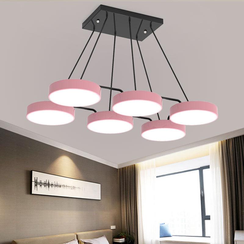 Acrylic Round Shade Chandelier Macaron Stylish Pendant Light - Rebooters