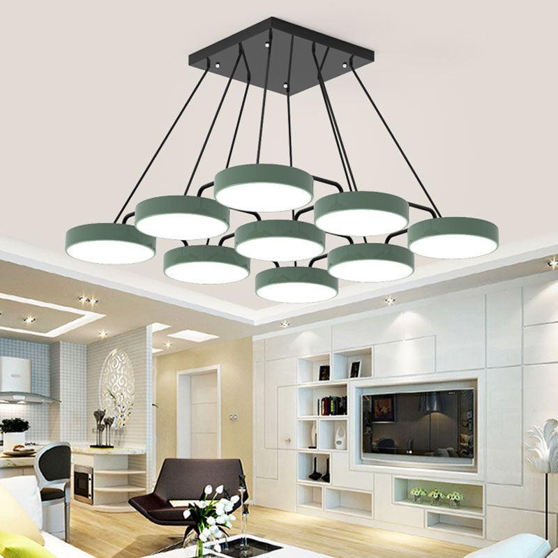 Acrylic Round Shade Chandelier Macaron Stylish Pendant Light - Rebooters