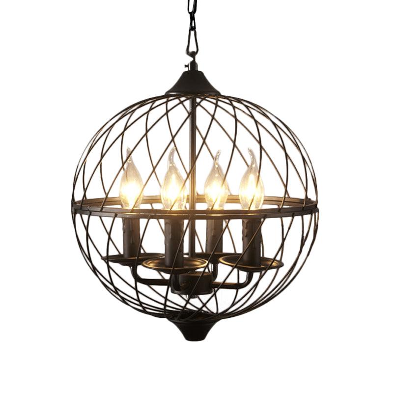 4 Lights Metal Pendant Chandelier Classic Black Candle Fixture - Rebooters