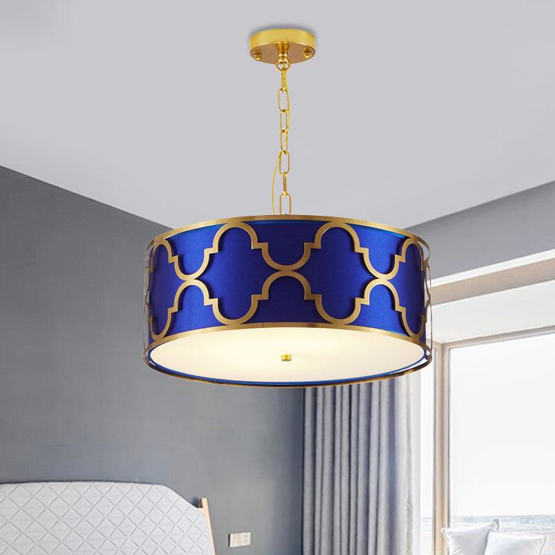 3 Lights Chandelier Light with Drum Shade Fabric Nordic Dining Room Ceiling Lamp 16 to 23.5 Inches Wide - Rebooters