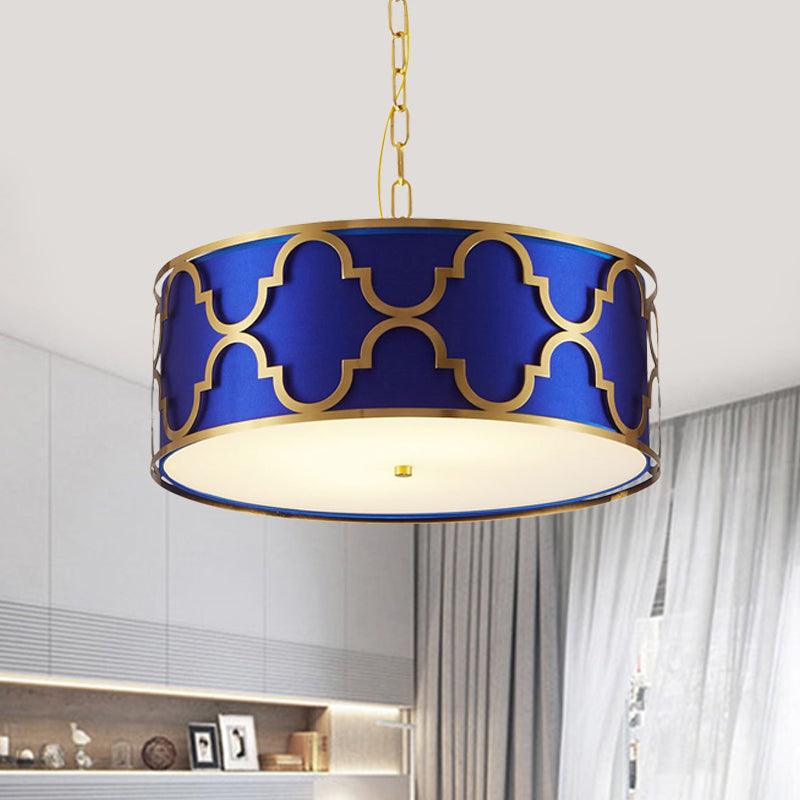 3 Lights Chandelier Light with Drum Shade Fabric Nordic Dining Room Ceiling Lamp 16 to 23.5 Inches Wide - Rebooters