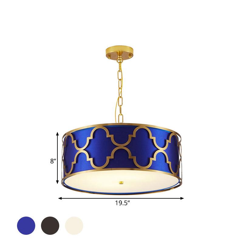 3 Lights Chandelier Light with Drum Shade Fabric Nordic Dining Room Ceiling Lamp 16 to 23.5 Inches Wide - Rebooters
