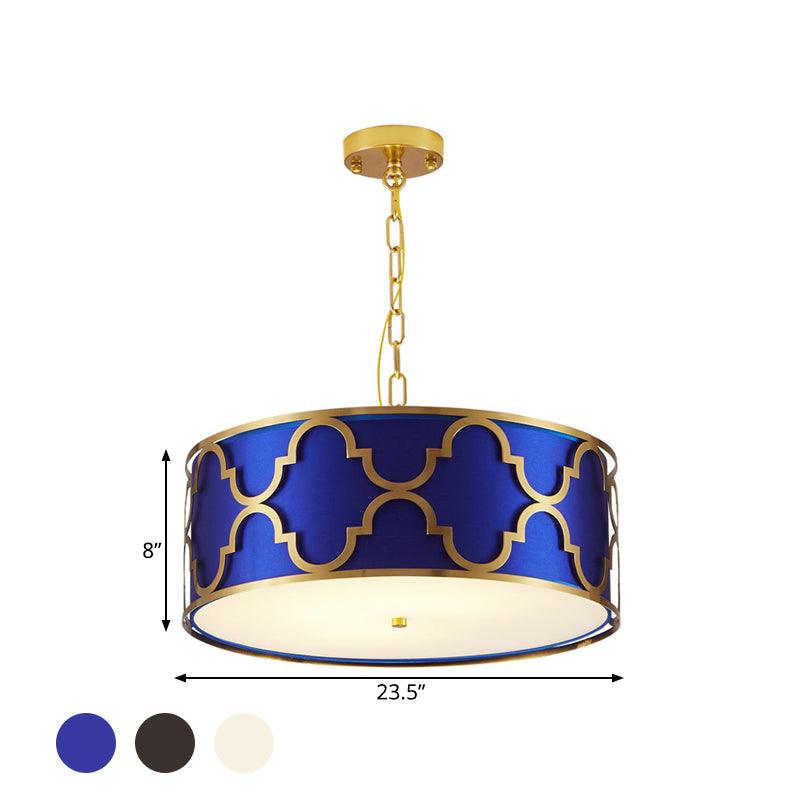 3 Lights Chandelier Light with Drum Shade Fabric Nordic Dining Room Ceiling Lamp 16 to 23.5 Inches Wide - Rebooters