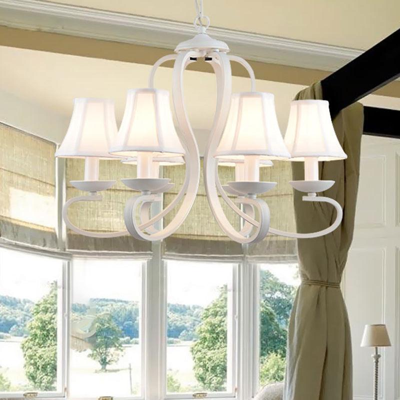 3/6/8 Lights Fabric Hanging Chandelier Traditional White Fixture - Rebooters