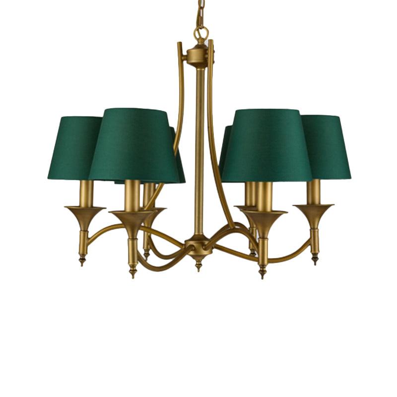 3/6/8 Lights Fabric Pendant Chandelier Classic Green Cone - Rebooters
