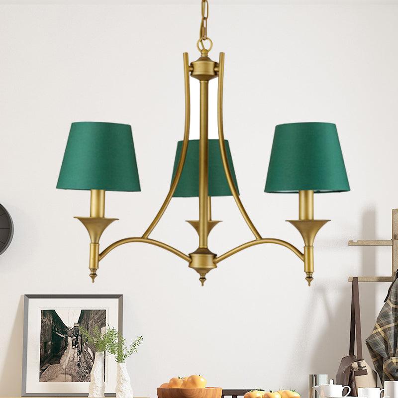 3/6/8 Lights Fabric Pendant Chandelier Classic Green Cone - Rebooters