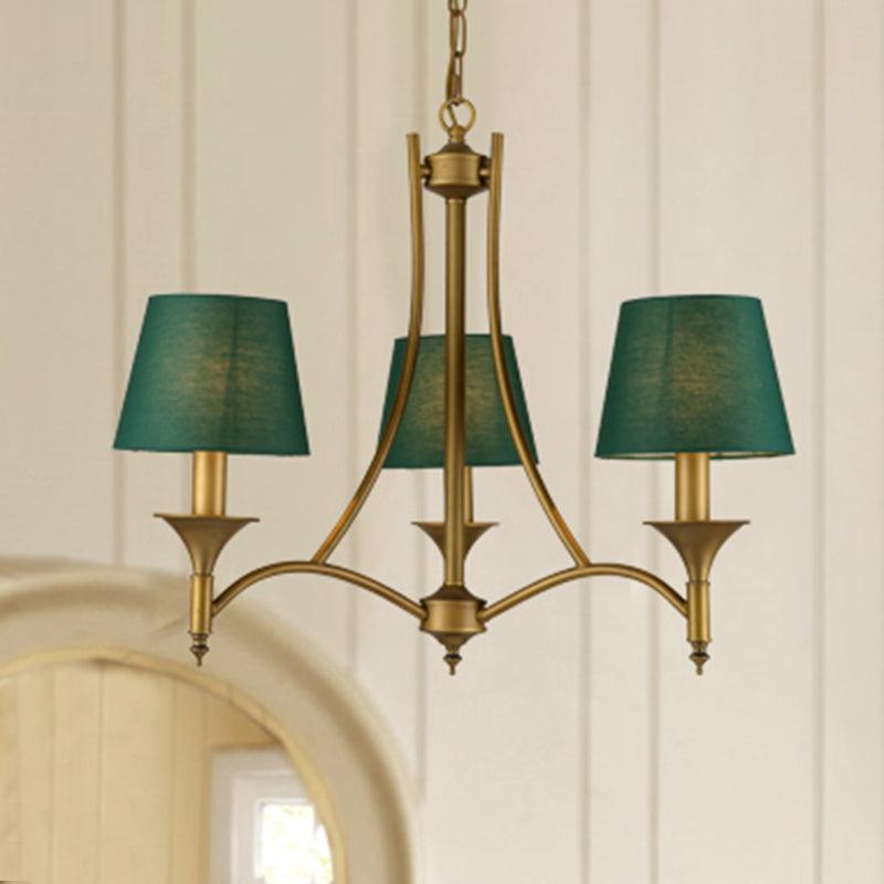 3/6/8 Lights Fabric Pendant Chandelier Classic Green Cone - Rebooters
