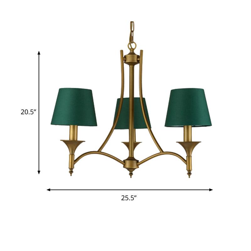 3/6/8 Lights Fabric Pendant Chandelier Classic Green Cone - Rebooters