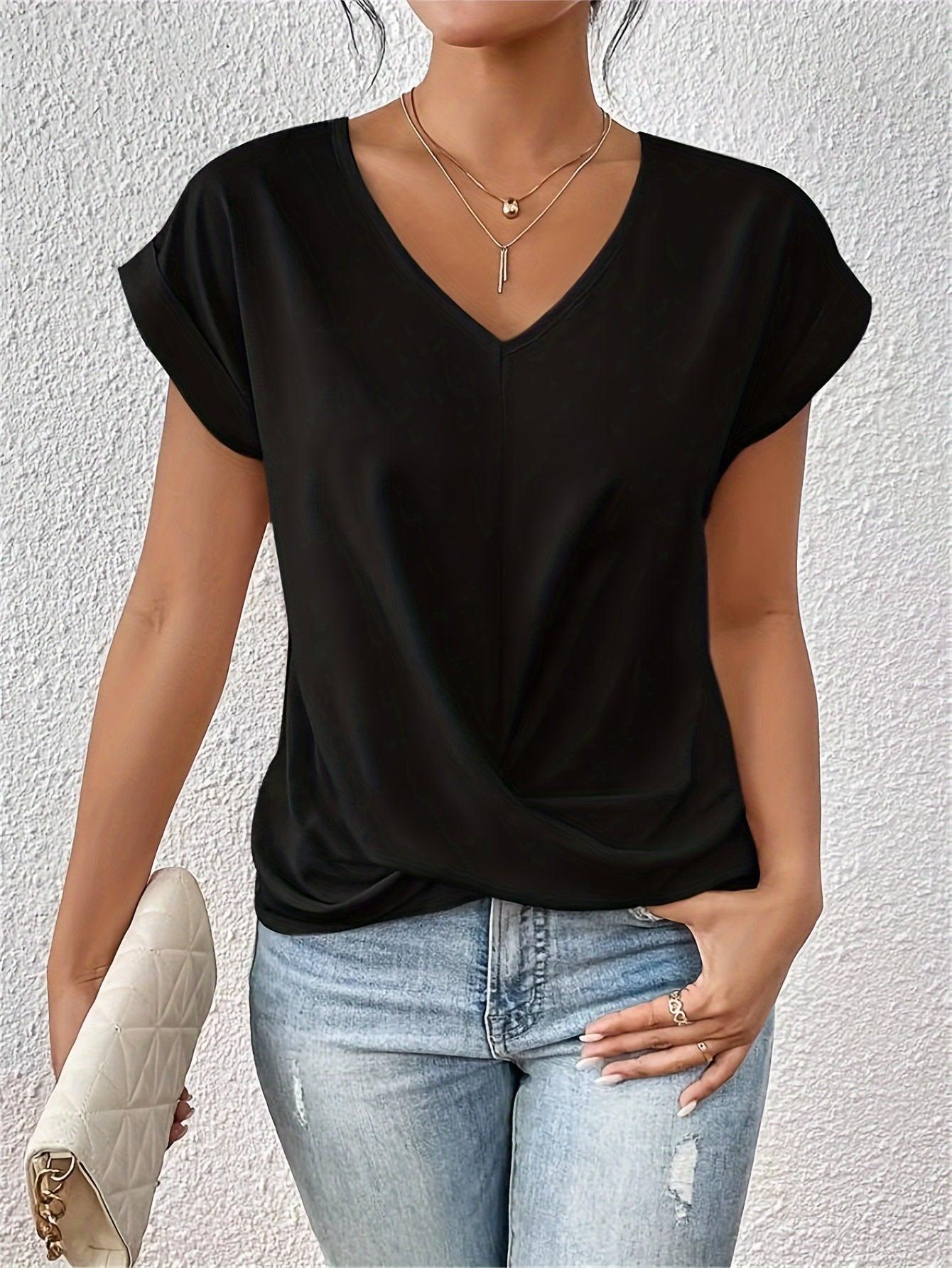 V-Neck Blouse With Draped Front Design For Women Rebooters Womens Shirts