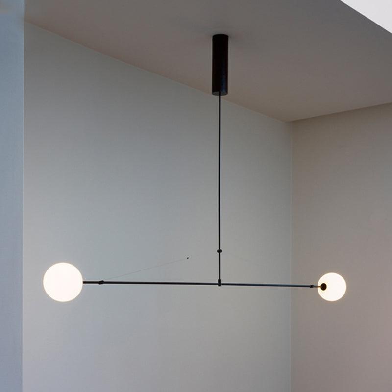 2 Heads Indoor Pendant Light Fixture with Global White Shade - Rebooters