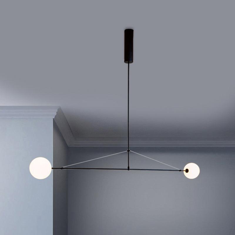 2 Heads Indoor Pendant Light Fixture with Global White Shade - Rebooters