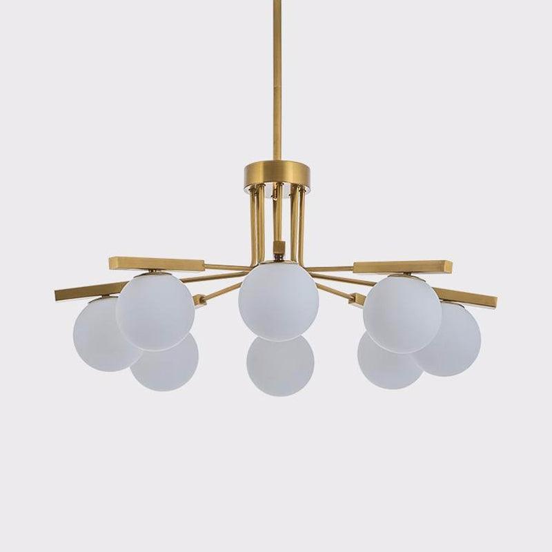 Ball White Glass Chandelier Light Modernist 5/8 Lights Led Gold Ceiling Fixture - Rebooters