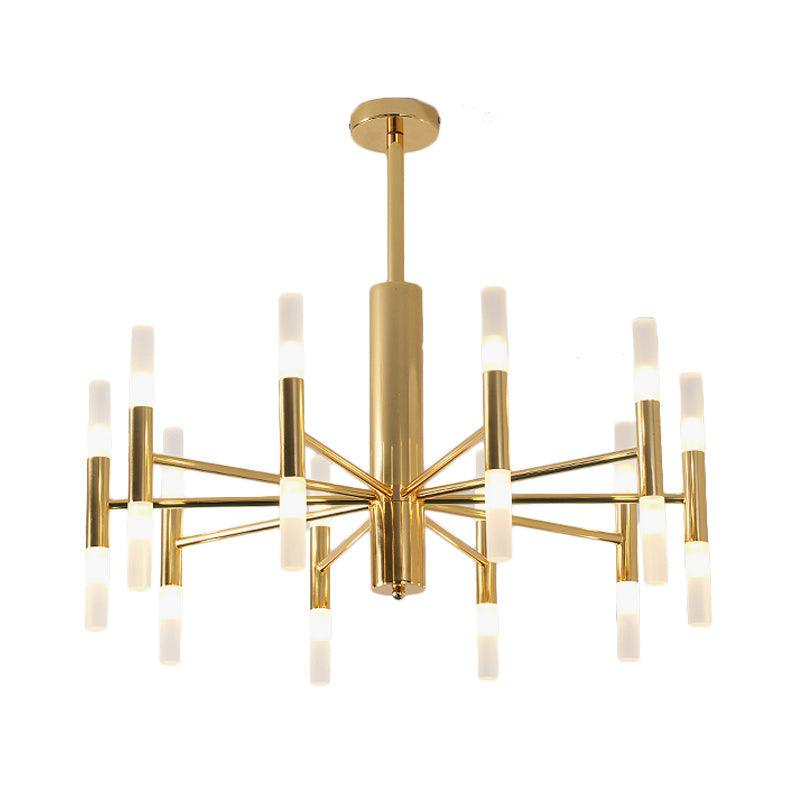 27"/39" Wide White Glass Tube Chandelier Gold LED Light Fixture - Rebooters