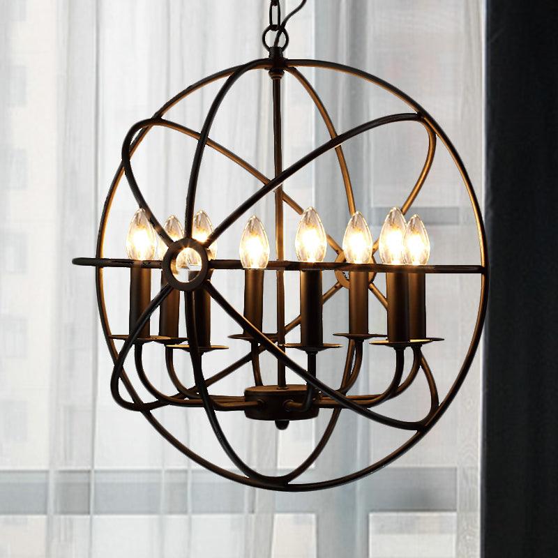 4/5/6/8 Lights Ball Cage Pendant Lighting Antique Black Fixture - Rebooters