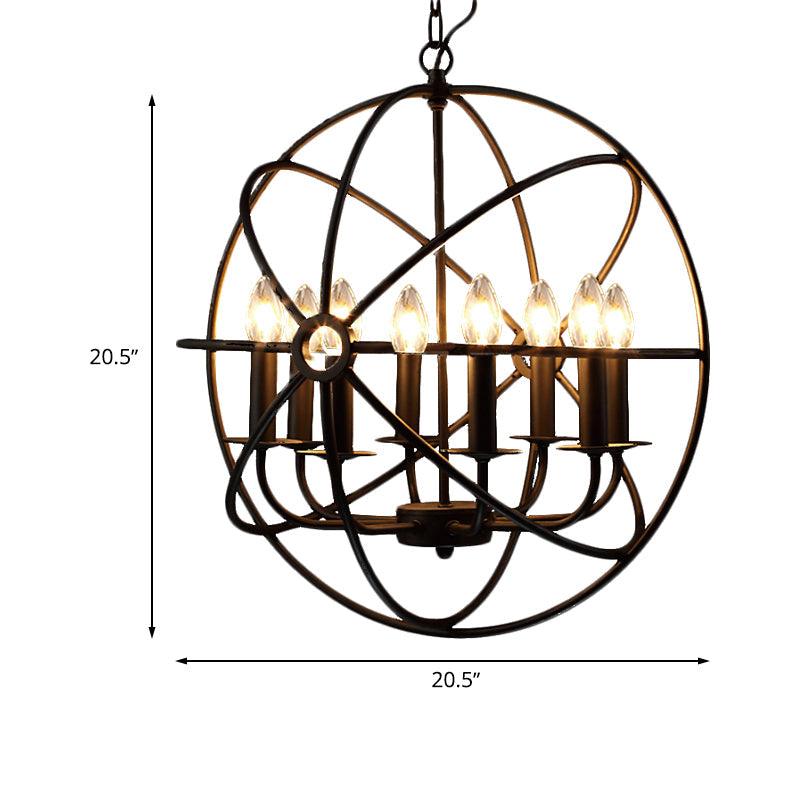 4/5/6/8 Lights Ball Cage Pendant Lighting Antique Black Fixture - Rebooters