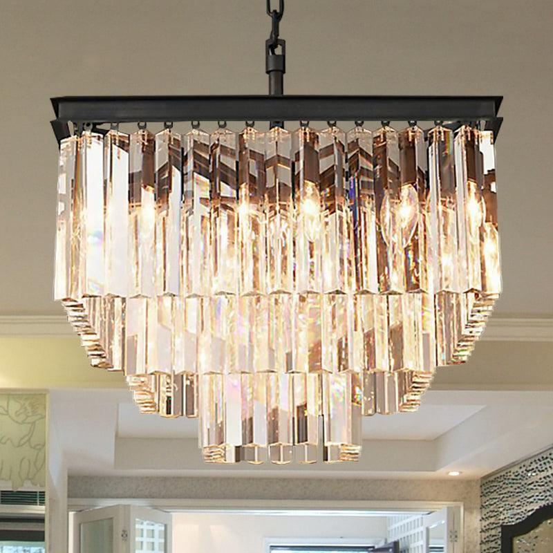 3/5/7-Tier Living Room Chandelier Lighting Square Crystal Shade - Rebooters