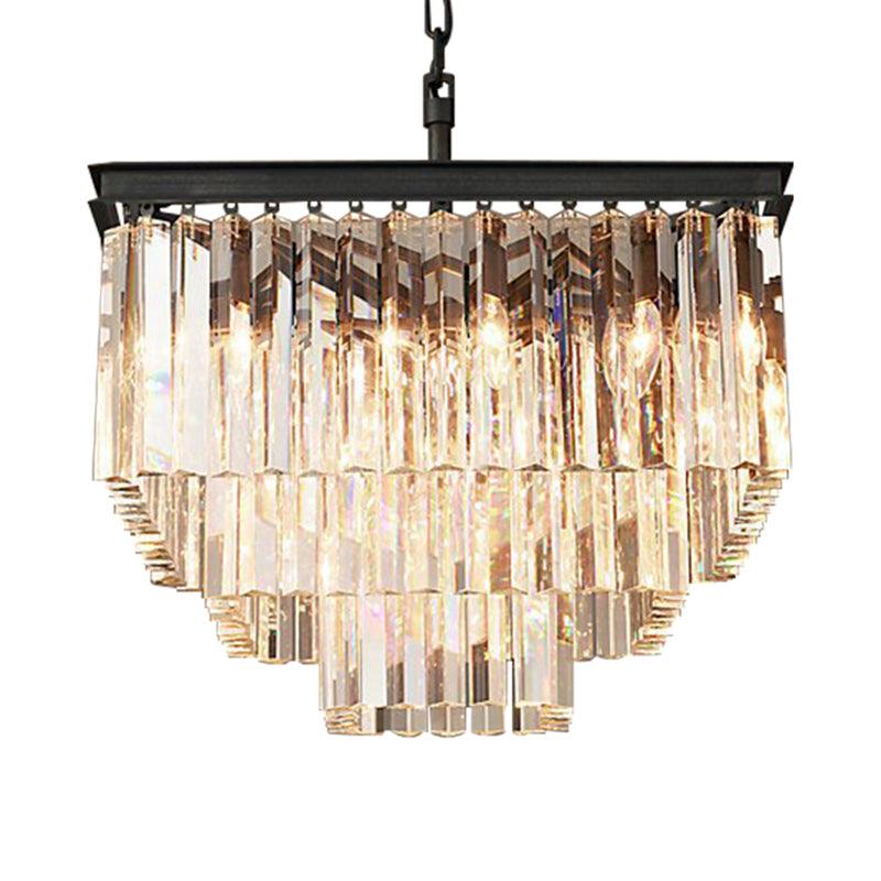 3/5/7-Tier Living Room Chandelier Lighting Square Crystal Shade - Rebooters