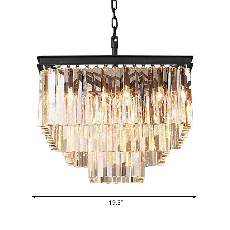 3/5/7-Tier Living Room Chandelier Lighting Square Crystal Shade - Rebooters