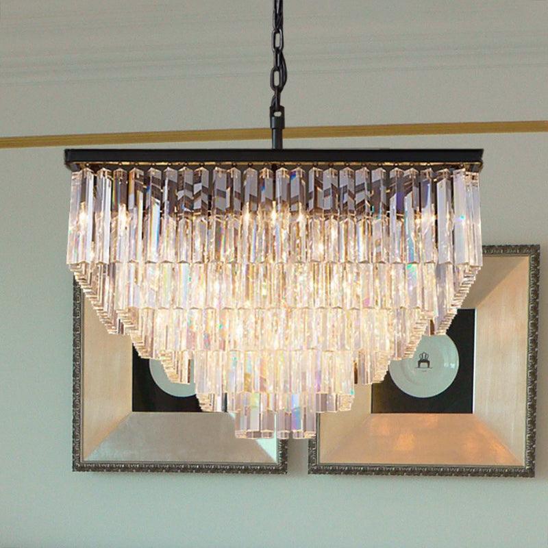 3/5/7-Tier Living Room Chandelier Lighting Square Crystal Shade - Rebooters
